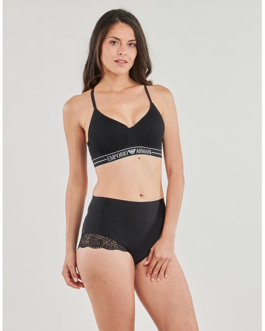 Emporio Armani Black Sports Bras Everyday Cotton Padded Soft Coutour Bra