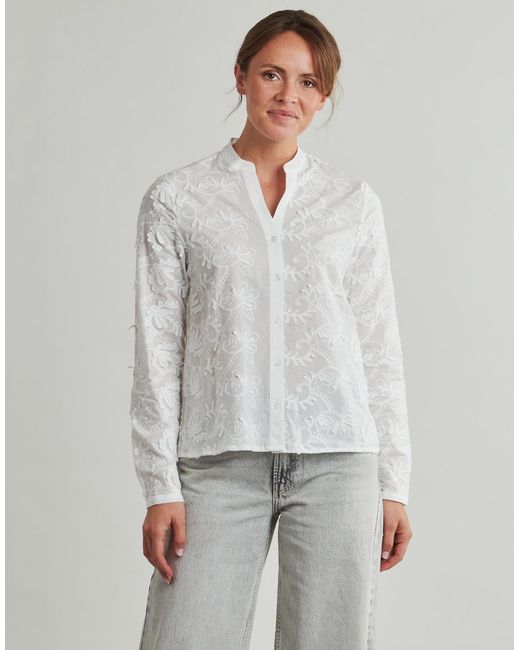 ONLY White Blouse Onlcarmen Fr L/s 3d Emb Shirt