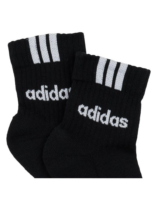 Adidas Black Socks 3-stripes Linear Half-crew Cushioned Socks 3 Pairs