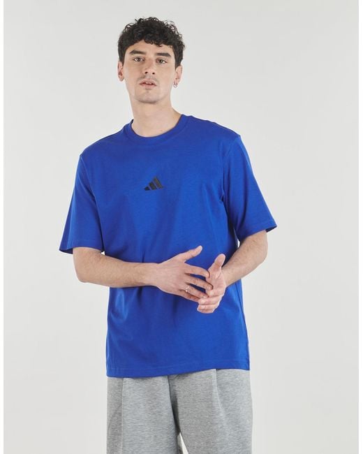 Adidas Blue T Shirt Essentials Small Logo Single Jersey T-shirt for men
