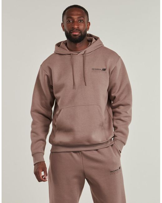 New Balance Brown Hoodies Linear Graphic Fleece Hoodie for men