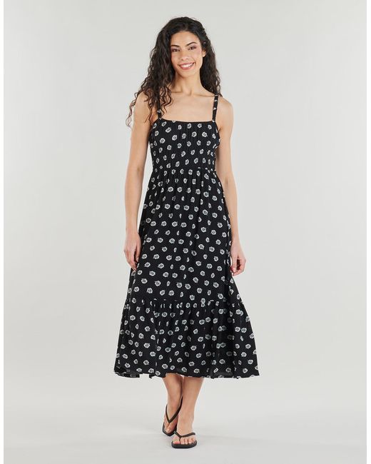 Roxy Black Long Dress Sunrise Coastline Printed