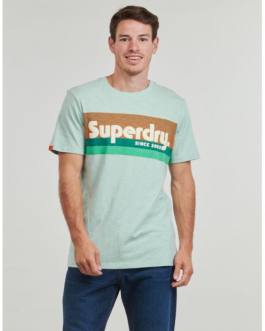 Superdry Blue T Shirt Logo Terrain for men