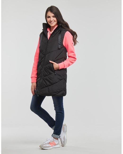 Jdy Black Duffel Coats Skylar Padded Hood Waistcoat Otw