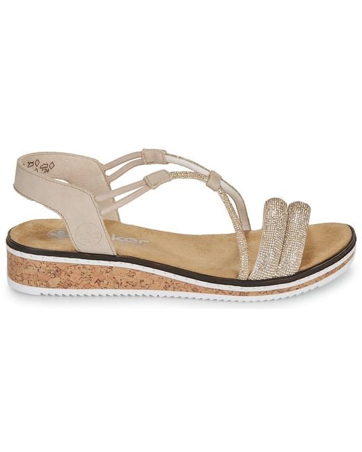 Rieker Metallic Wedge Sandals V3671-62