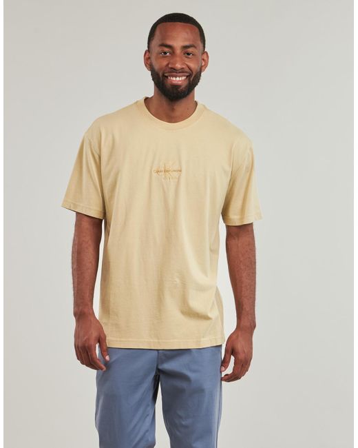 Calvin Klein Yellow T Shirt Washed Monologo Tee for men