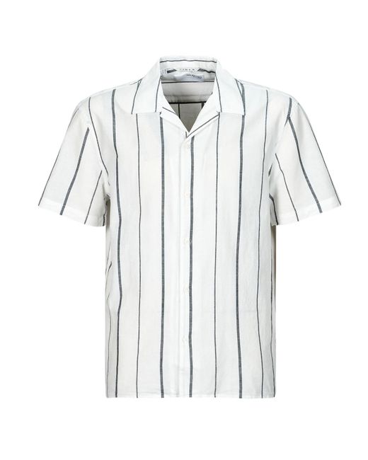 SELECTED White Short Sleeved Shirt Slhrelaxnew-linen for men