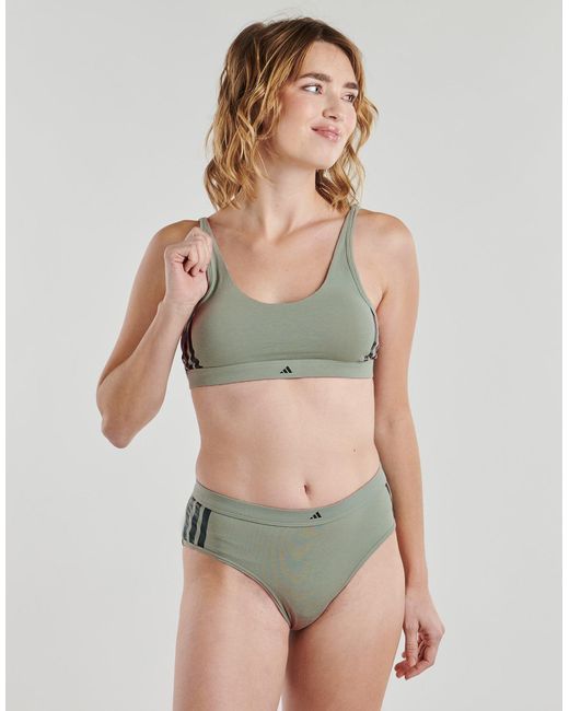 Adidas Gray Sports Bras Active Essentials Cotton 3 Stripes