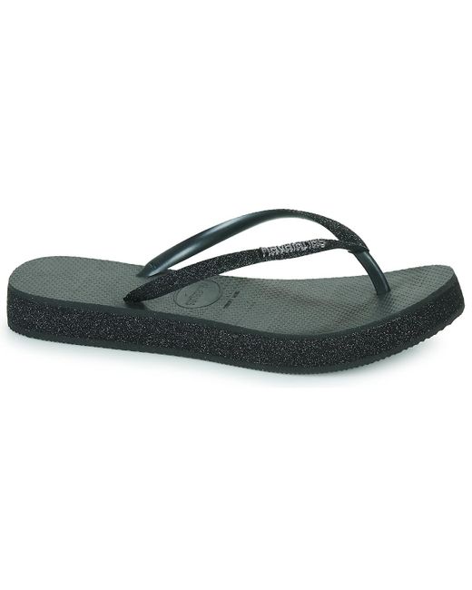 Havaianas Black Slim Flatform Sparkle Flip Flops / Sandals (shoes)