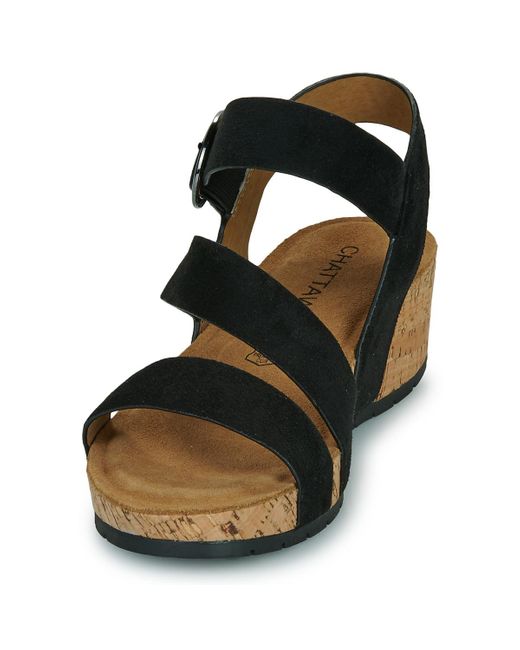 Chattawak Black Wedge Sandals Lilou