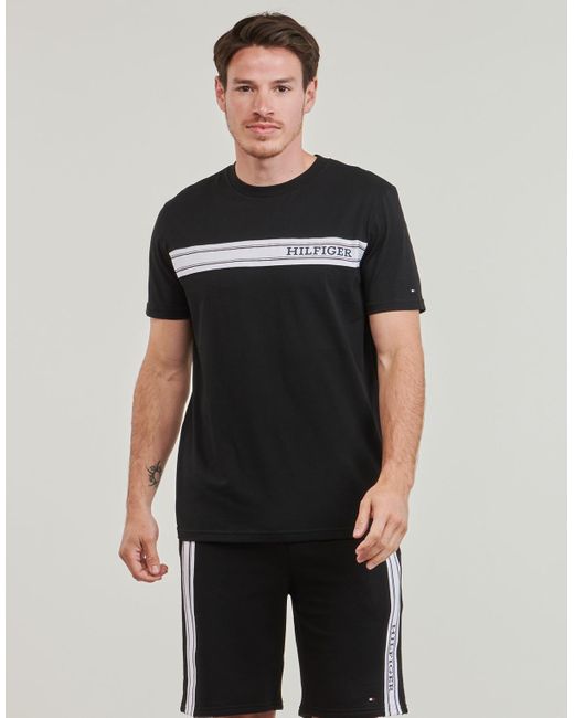 Tommy Hilfiger Black T Shirt Monotype Stripe for men