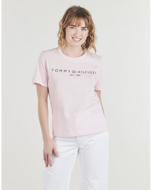 Tommy Hilfiger White T Shirt Reg Corp Logo C-nk Ss