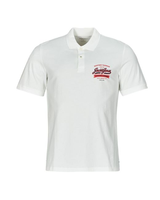 Jack & Jones White Polo Shirt Jjelogo Polo Ss 2 Col Ss24 Sn for men