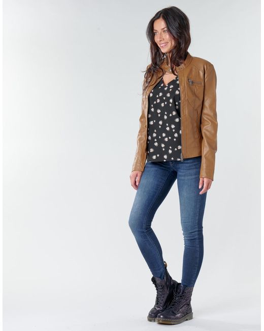 ONLY Brown Onlbandit Leather Jacket