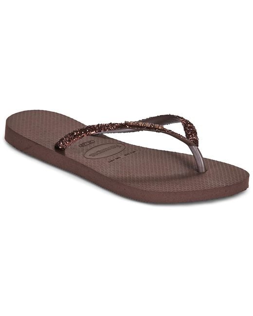 Havaianas Brown Flip Flops / Sandals (shoes) Slim Glitter Ii