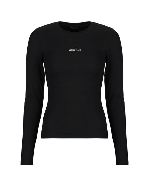 Guess Black Long Sleeve T-shirt Star Embro Ls Cn Rib Top