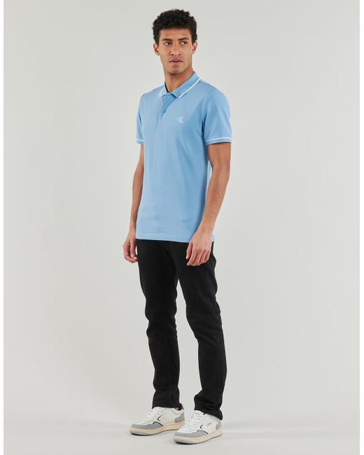 Calvin Klein Blue Polo Shirt Tipping Slim Polo for men