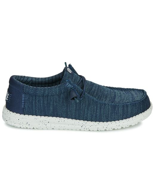 HeyDude Blue Slip-ons (shoes) Wally Stretch Sox for men