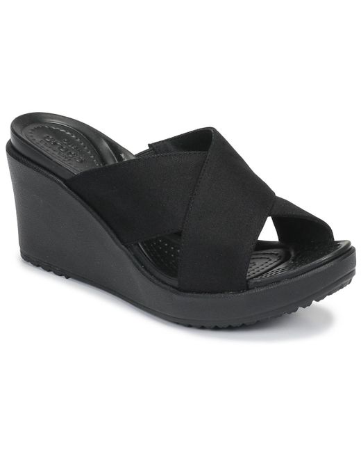 CROCSTM Black Leigh Ii Xstrap Wedge W Clogs