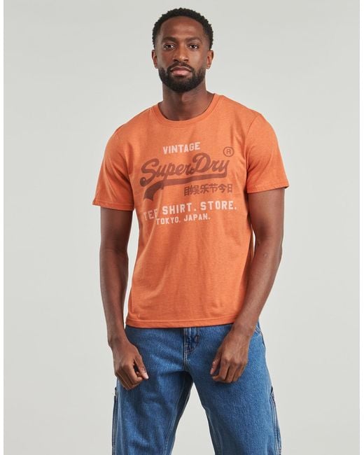 Superdry Orange T Shirt Vl Heritage Relaxed Tee for men
