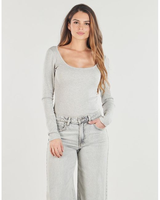 JJXX Gray Long Sleeve T-shirt Jxstar Ls U Neck Top