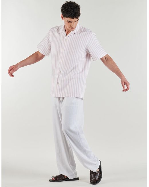 SELECTED White Short Sleeved Shirt Slhregclay Linen Blend Ss Shir for men