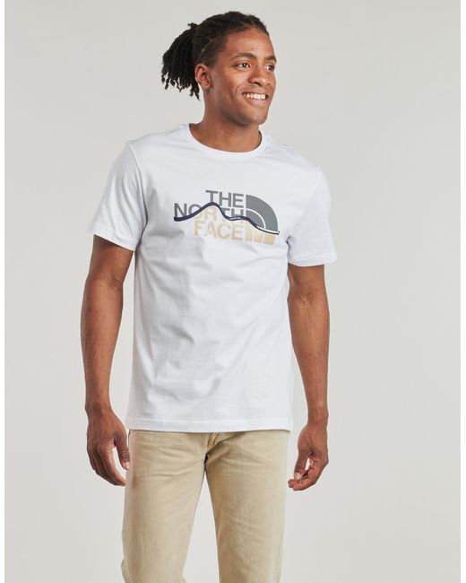 The North Face White T Shirt S/s Mountain Line for men