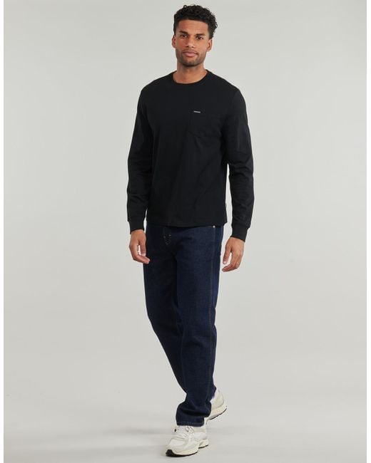 Guess Black Long Sleeve T-shirt Ls Cn Reg Pkt Tee for men