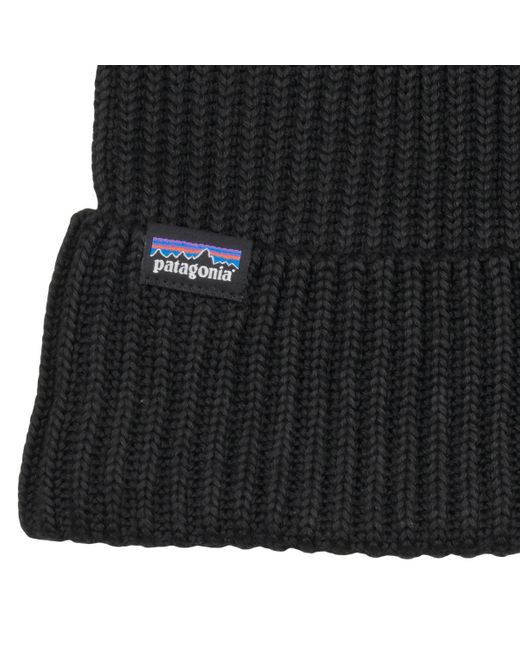 Patagonia Black Beanie Fishermans Rolled Beanie for men