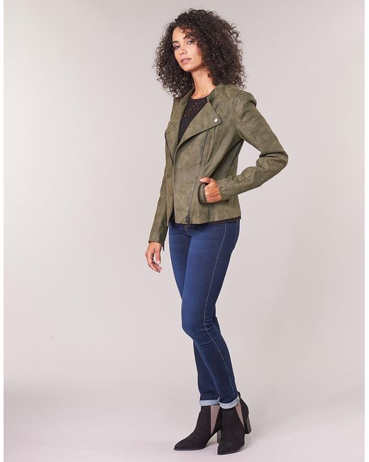 ONLY Green Leather Jacket Onlava