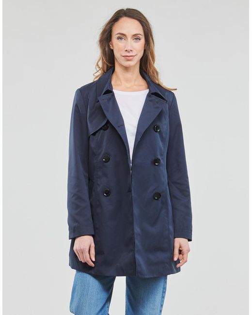 ONLY Blue Trench Coat Onlvalerie Trenchcoat