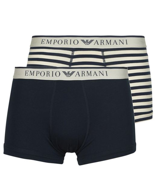 Emporio Armani Blue Boxer Shorts Yarn Dyed Stripes X2 for men