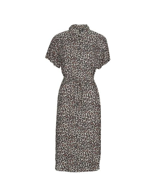Vero Moda Gray Long Dress Vmbumpy Ss Calf Shirt Dress Noos