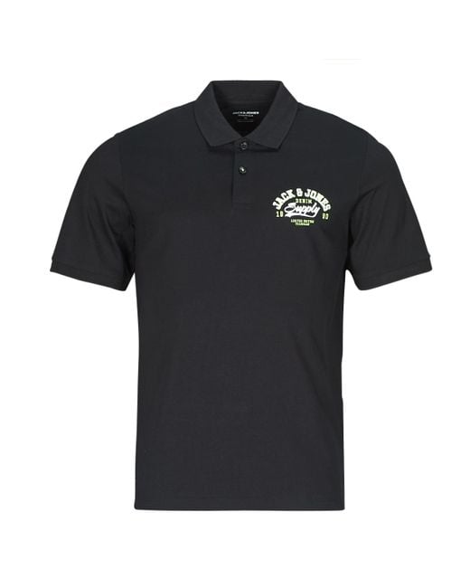 Jack & Jones Black Polo Shirt Jjelogo Polo Ss 2 Col Ss24 Sn for men
