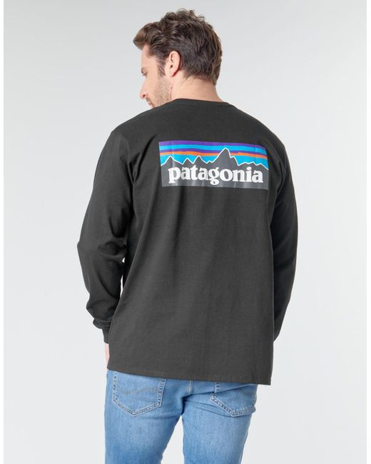 Patagonia Gray M's L/s P-6 Logo Responsibili-tee Long Sleeve T-shirt for men
