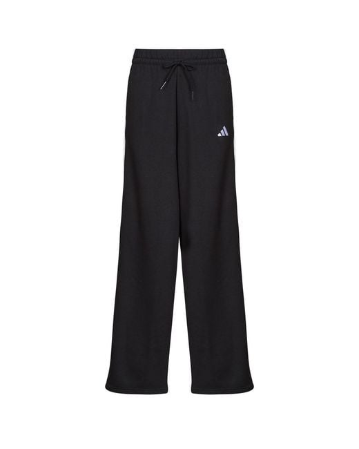 Adidas Black Tracksuit Bottoms 3-stripes Fleece Wide Pant
