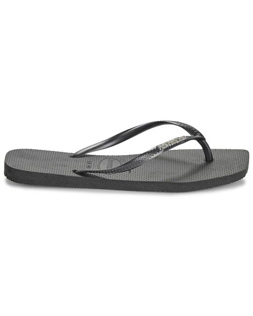 Havaianas Gray Flip Flops / Sandals (shoes) Slim Square Logo Metallic