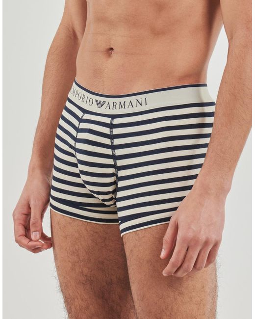 Emporio Armani Blue Boxer Shorts Yarn Dyed Stripes X2 for men