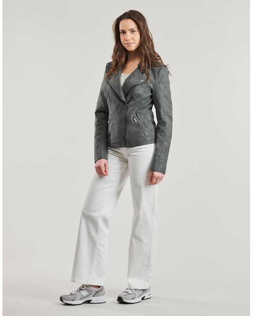 ONLY Green Leather Jacket Onlava