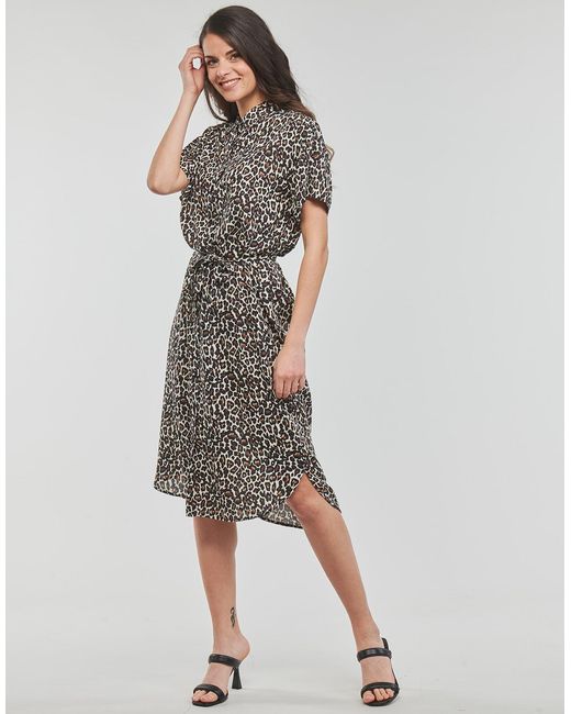Vero Moda Gray Long Dress Vmbumpy Ss Calf Shirt Dress Noos