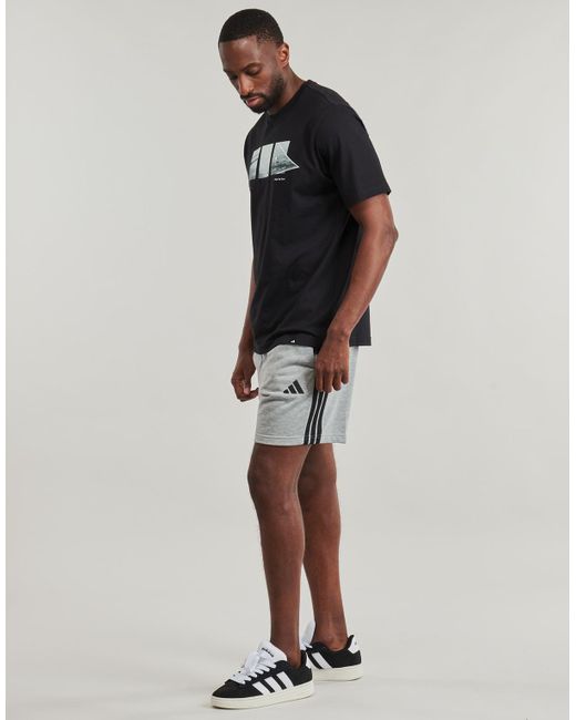 Adidas Gray Shorts Essential 3-stripes French Terry Shorts for men
