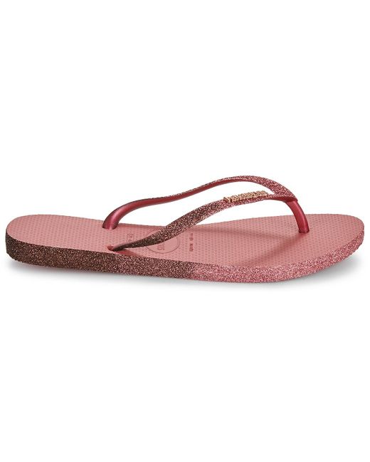 Havaianas Pink Flip Flops / Sandals (shoes) Slim Sparkle Ii