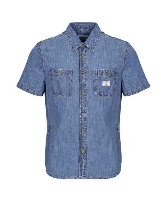 Guess Blue Short Sleeved Shirt Regular Ss Denim Shirt for men