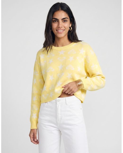 Roxy Yellow Sweater Messy Star Sweater