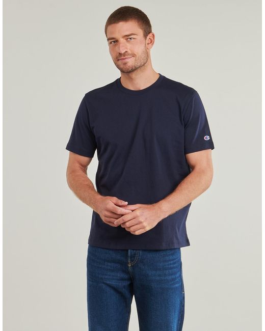 Champion Blue T Shirt Ss Tee for men