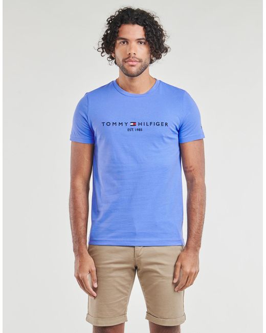 Tommy Hilfiger Blue T Shirt Tommy Logo Tee for men