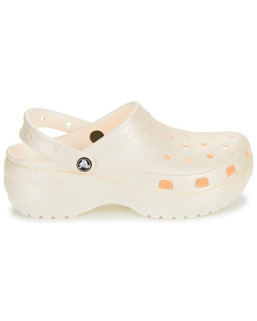 CROCSTM White Clogs (shoes) Classic Platform Glitter Clogw