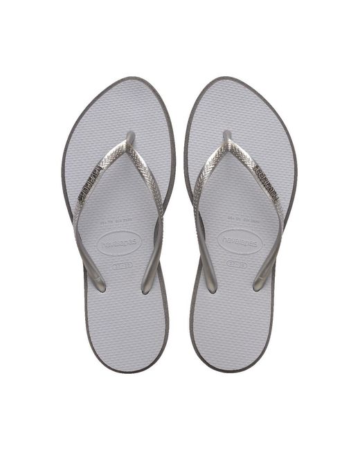 Havaianas White Flip Flops / Sandals (shoes) Slim Point