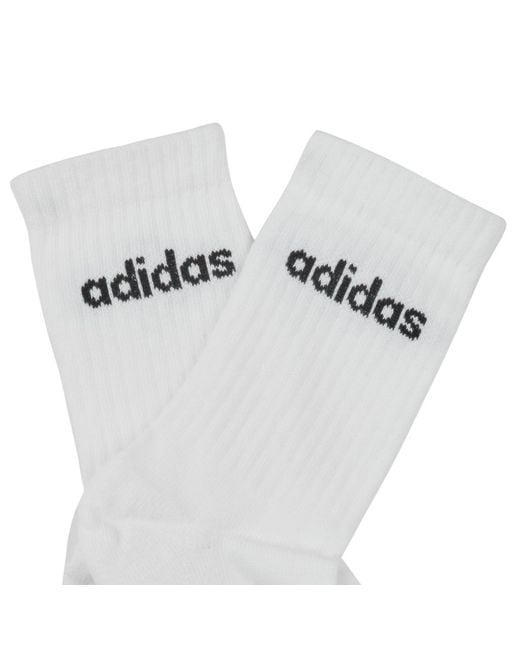 Adidas White Socks Linear Crew Socks Cushioned Socks 6 Pair Pack