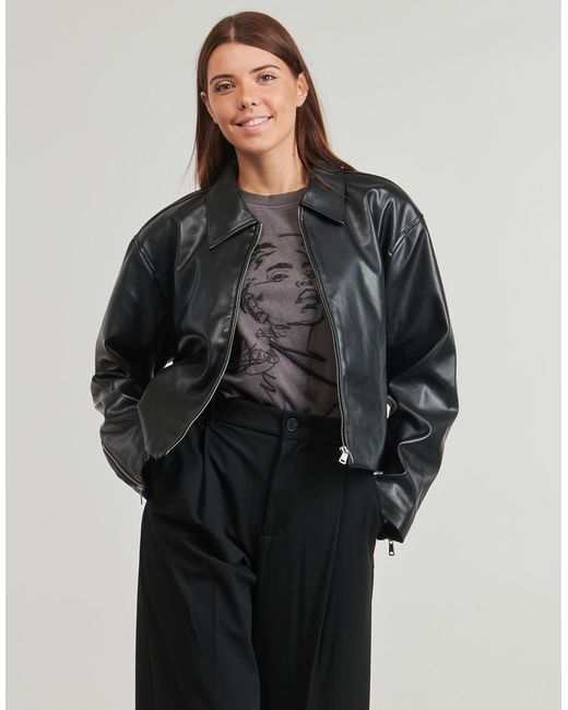 ONLY Black Leather Jacket Onlnicki Faux Leather